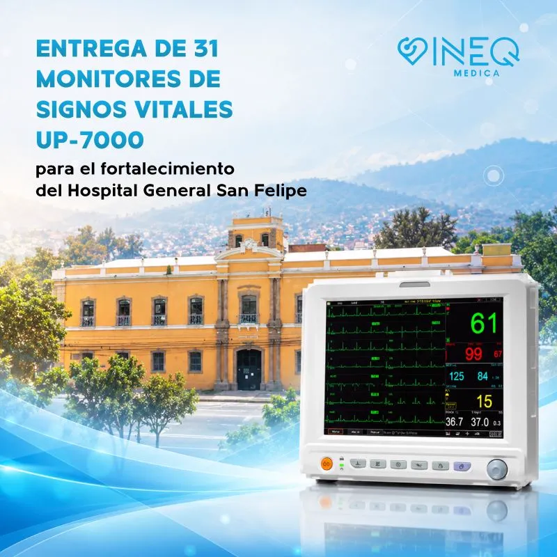 31 monitores de signos vitales UP-7000 con accesorios para adultos y pediátricos, Hospital General San Felipe